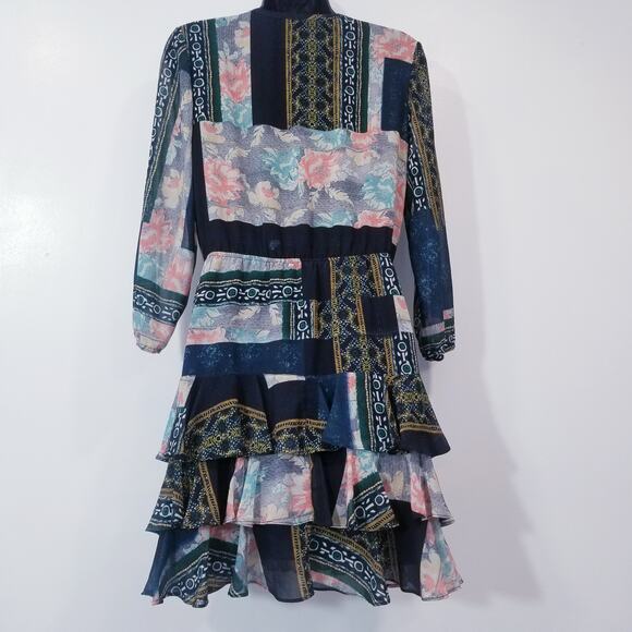 Hiche Printed Layered Ruffle Pintuck Dress - Picture 4 of 11